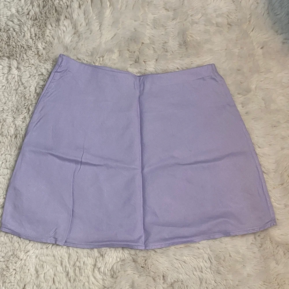 Anthropologie Linen Lavender Mini Skirt - Picture 5 of 8